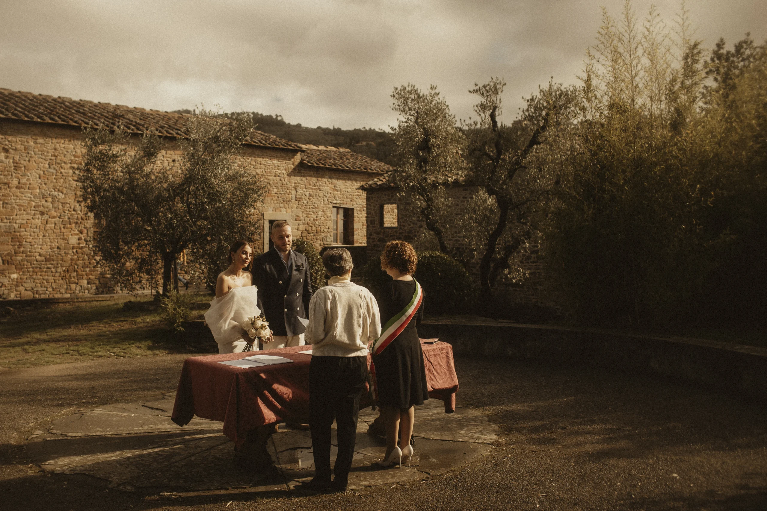 An outdoor civil wedding
