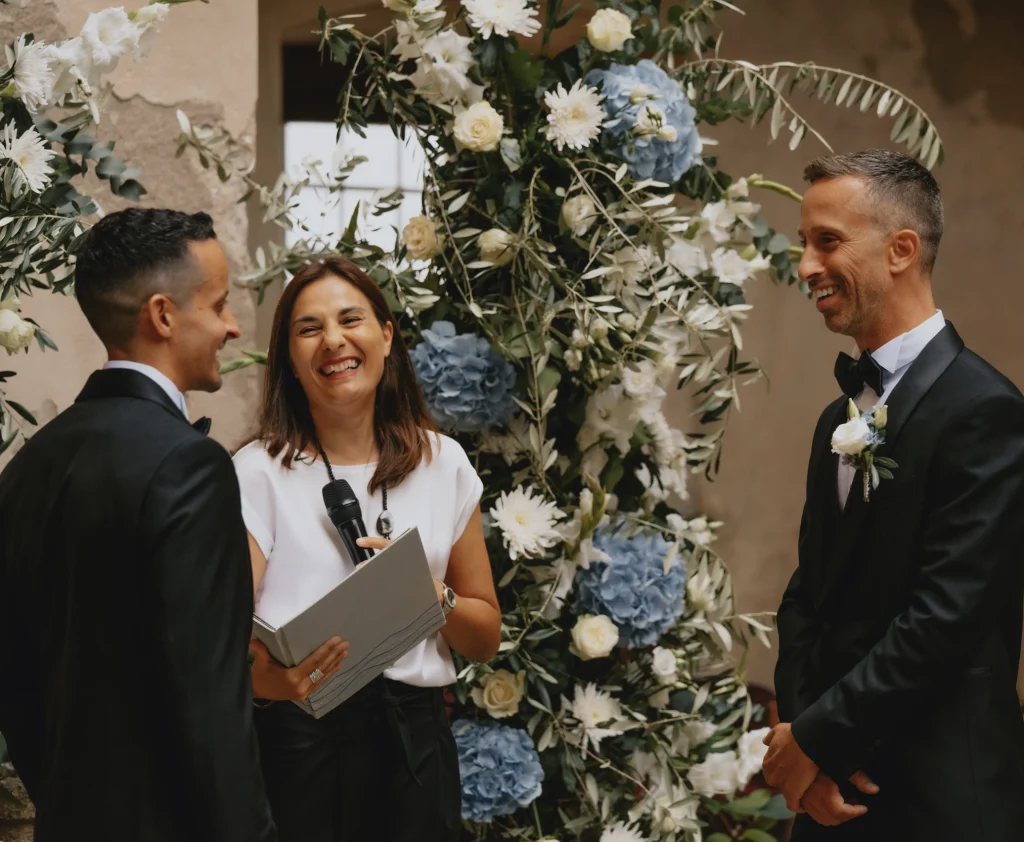 A same-sex couple getting married in Italy.