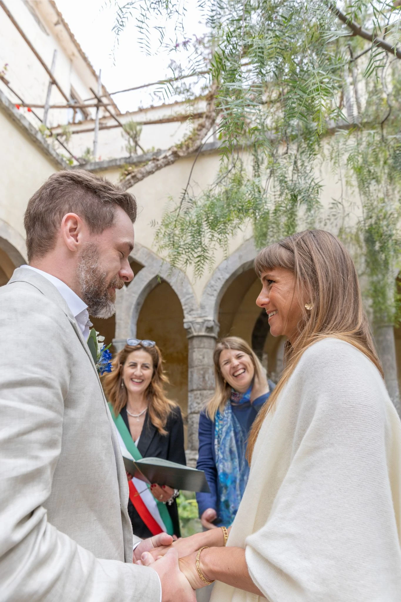 American couple during their civil wedding in Sorrento